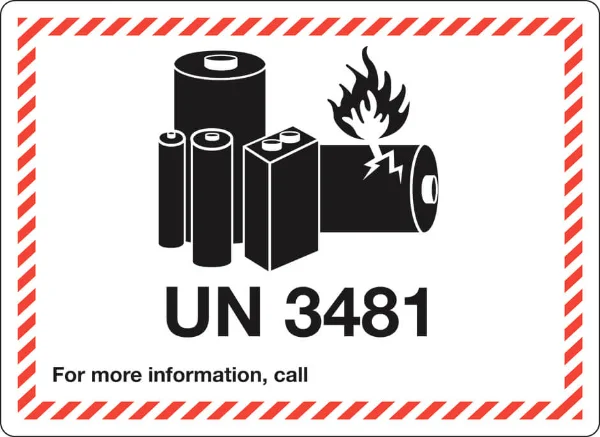 UN 3481 lithium battery shipping label